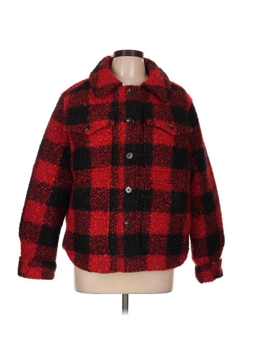 Sundance Red Plaid Double-Breasted Coat Cabin Core Grandpacore Buffalo Check L